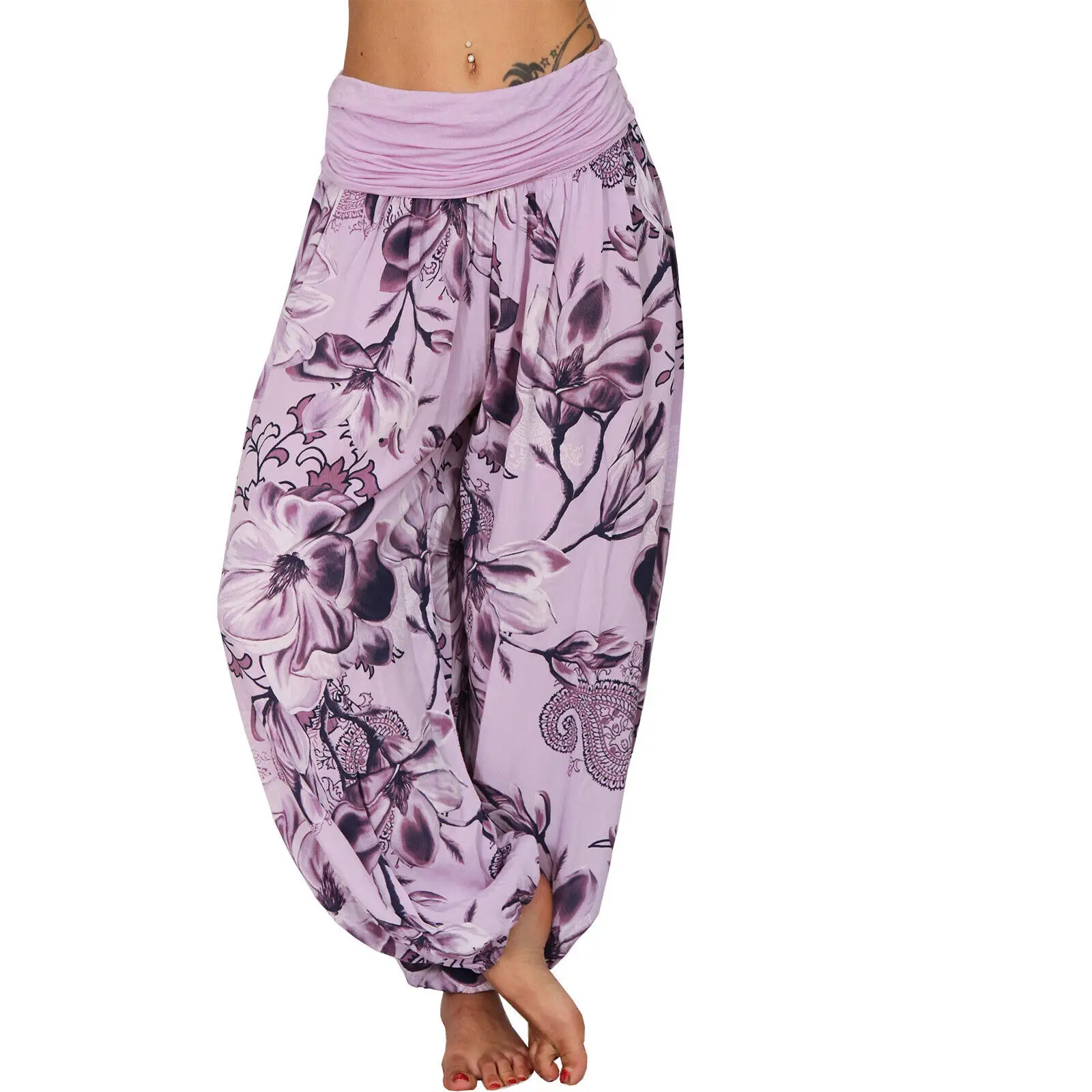 2022 Women's Blue Floral Wide Leg Pants - Image 5
