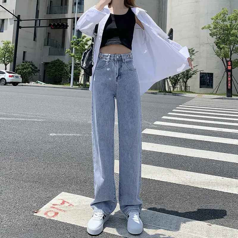 Women Wide Leg Jeans High Waist 2021 Summer - Image 4