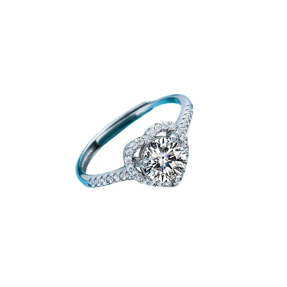 S925 Silver Moissanite Love Ring with Diamond Center - Image 5