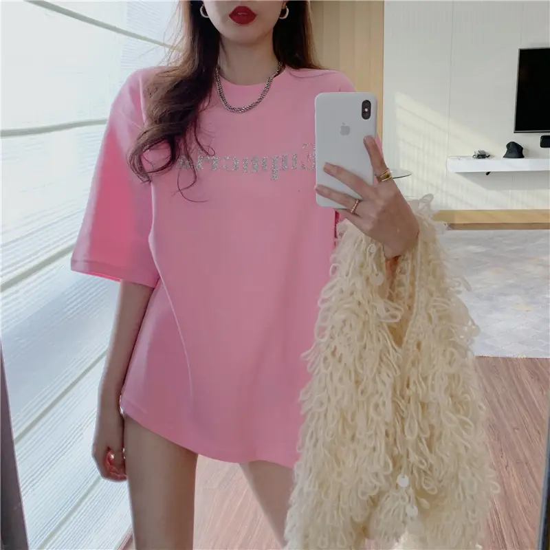 2021 Summer Loose Fit T-Shirt Women Aqua Short Sleeve - Image 5