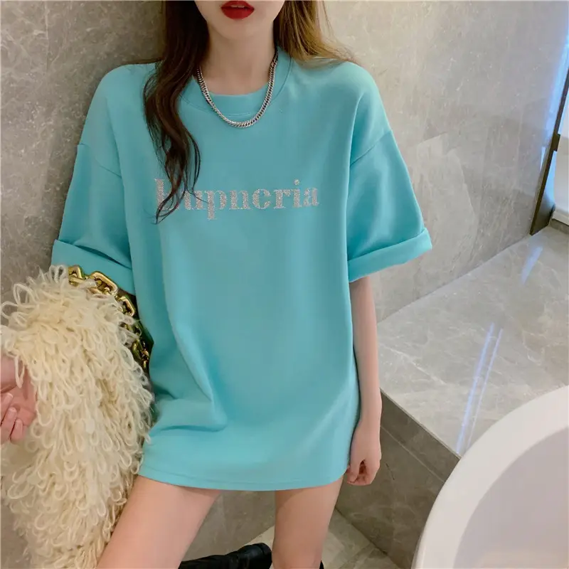 2021 Summer Loose Fit T-Shirt Women Aqua Short Sleeve - Image 6