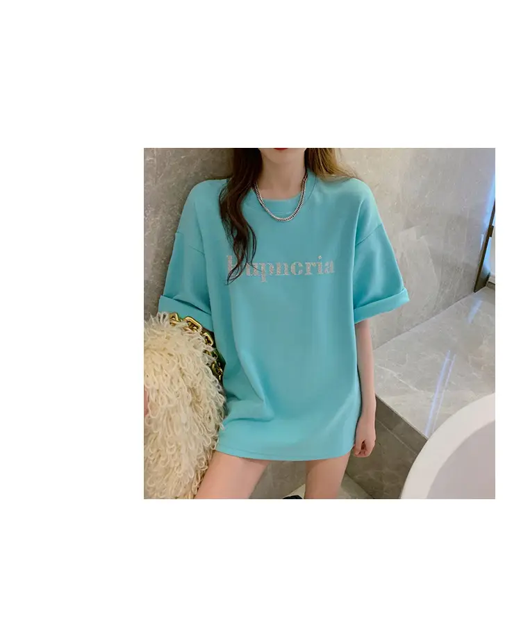 2021 Summer Loose Fit T-Shirt Women Aqua Short Sleeve — feature 10