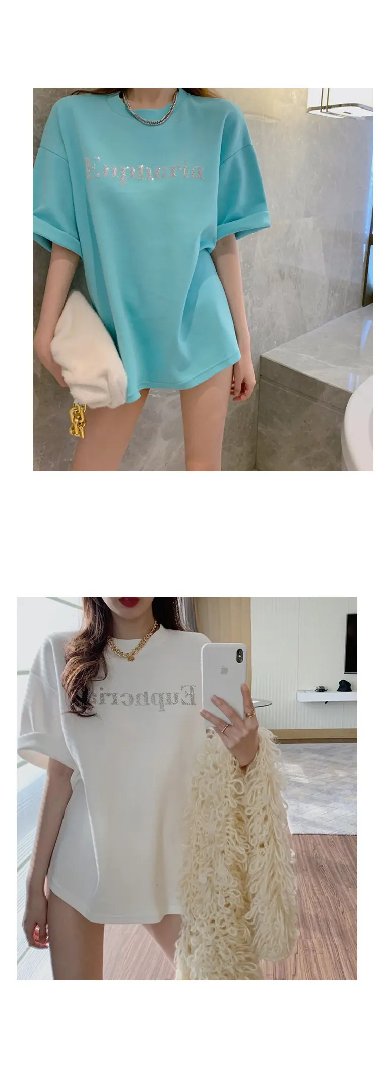 2021 Summer Loose Fit T-Shirt Women Aqua Short Sleeve — feature 14