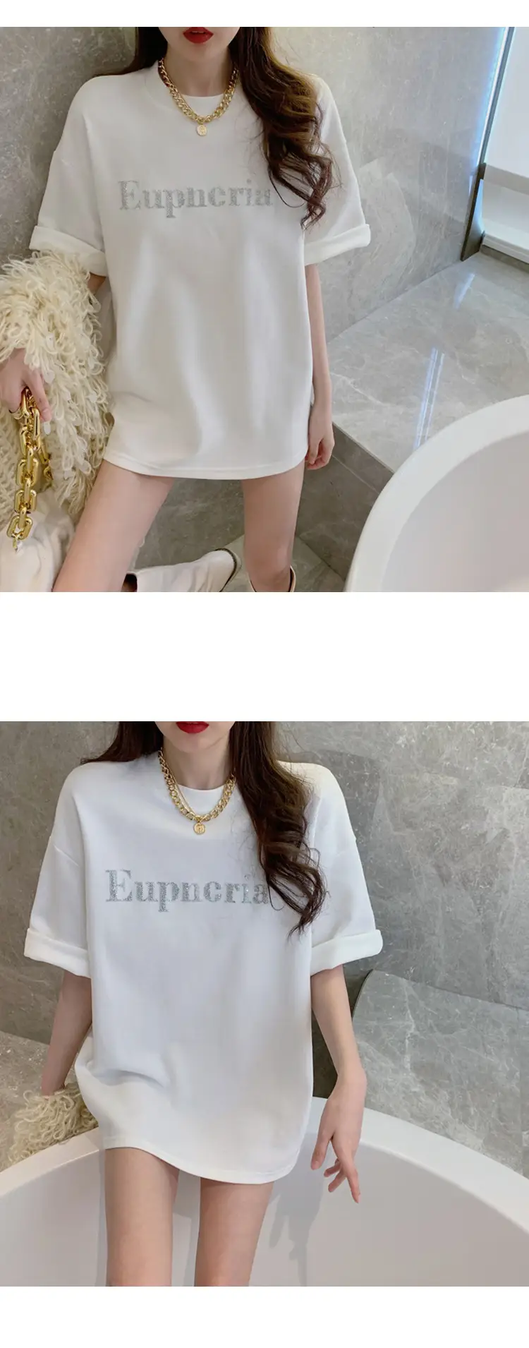 2021 Summer Loose Fit T-Shirt Women Aqua Short Sleeve — feature 15
