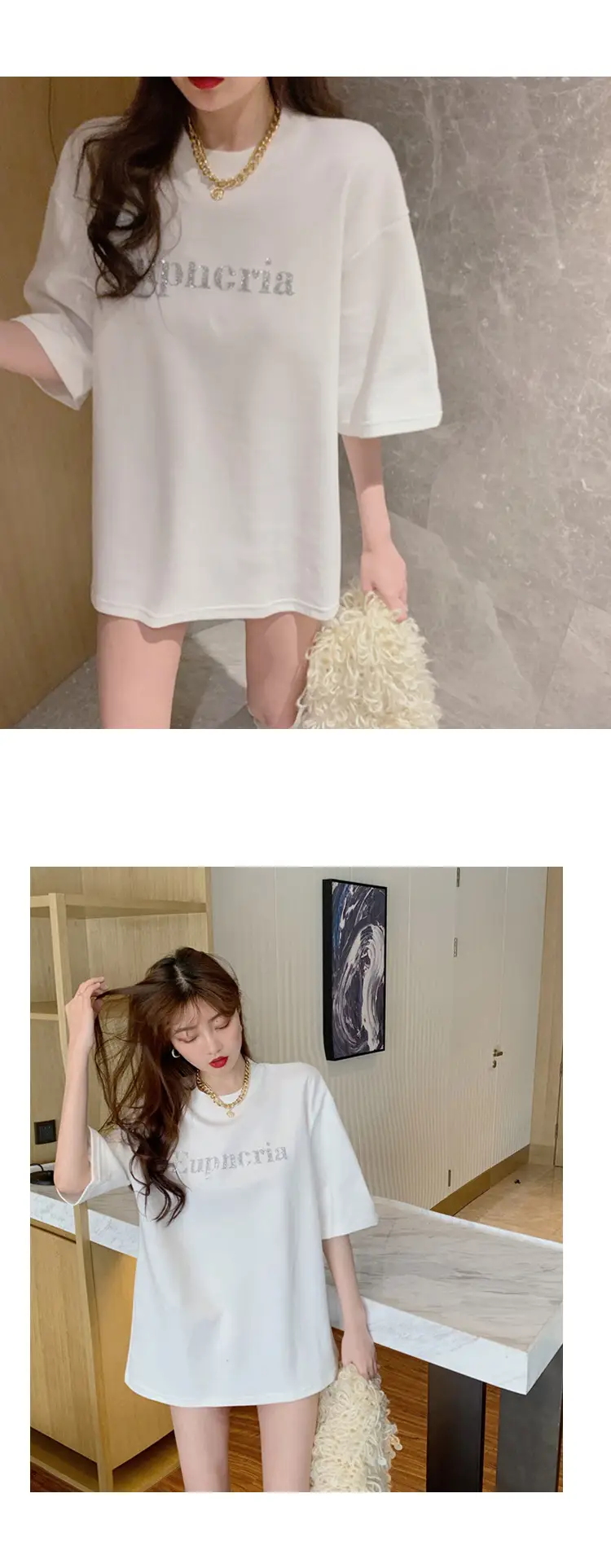 2021 Summer Loose Fit T-Shirt Women Aqua Short Sleeve — feature 16