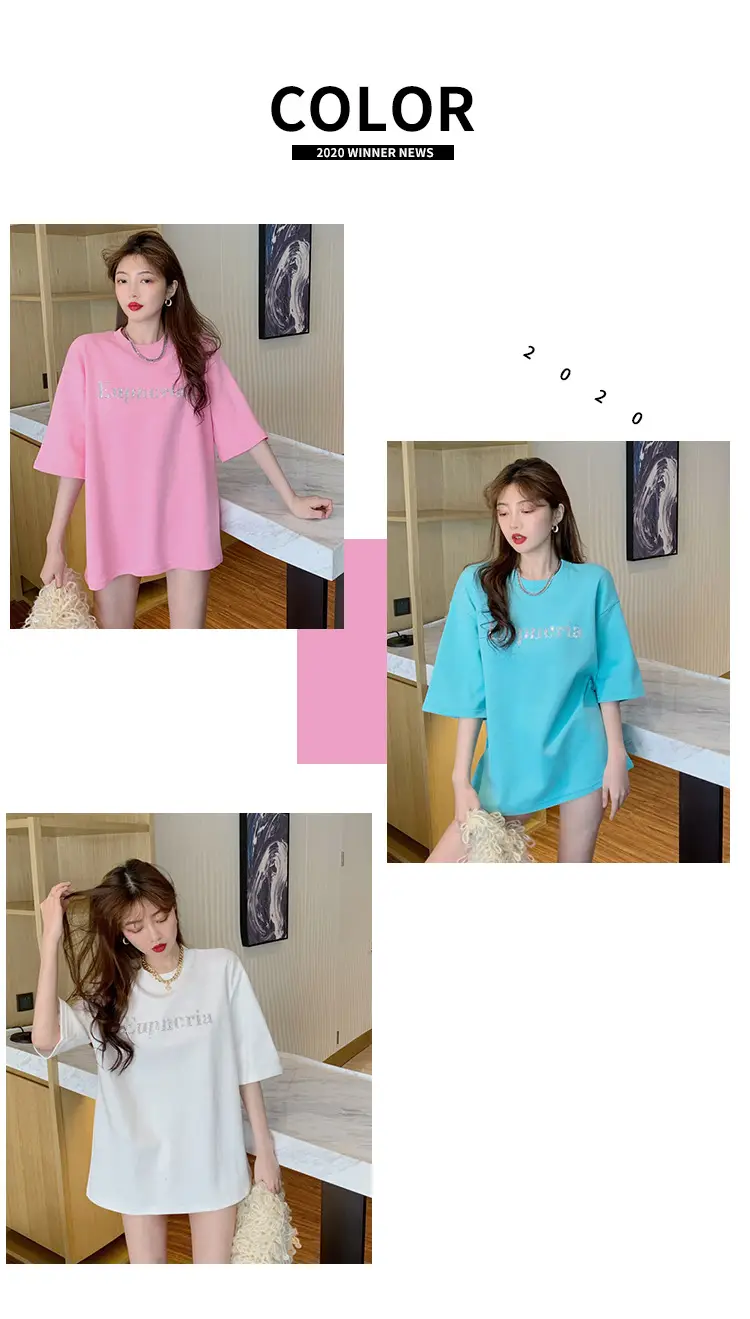 2021 Summer Loose Fit T-Shirt Women Aqua Short Sleeve — feature 3