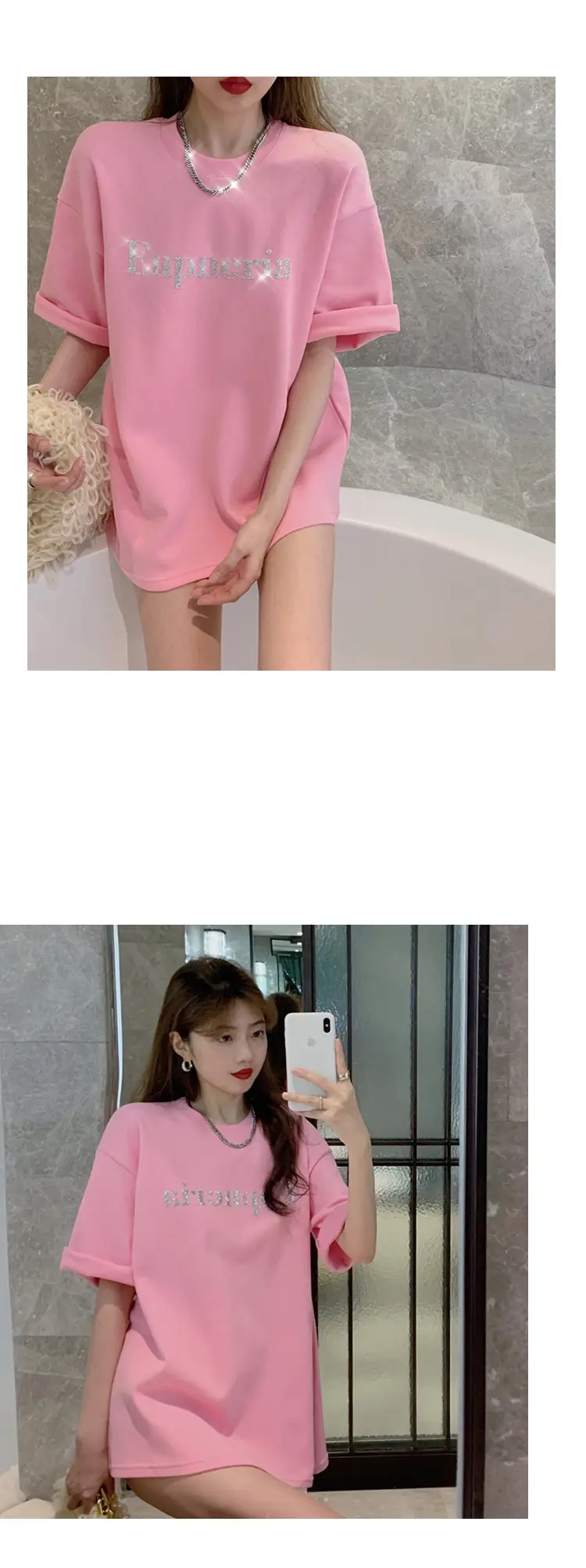 2021 Summer Loose Fit T-Shirt Women Aqua Short Sleeve — feature 5