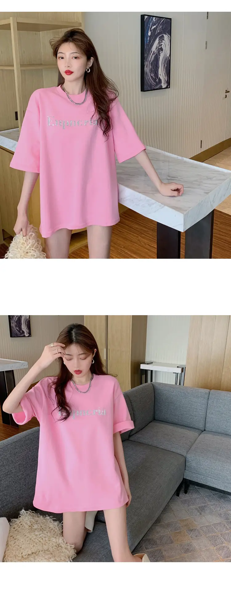 2021 Summer Loose Fit T-Shirt Women Aqua Short Sleeve — feature 7