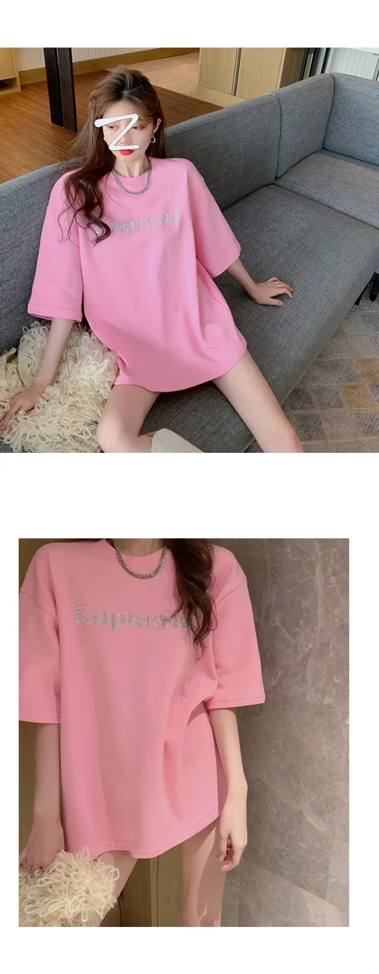 2021 Summer Loose Fit T-Shirt Women Aqua Short Sleeve — feature 8