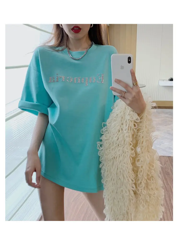 2021 Summer Loose Fit T-Shirt Women Aqua Short Sleeve — feature 9