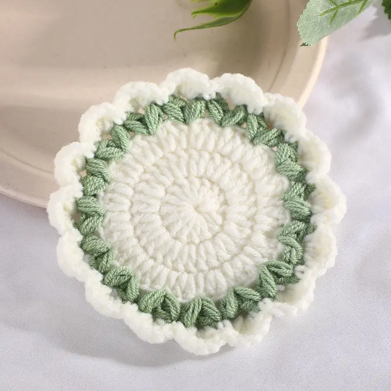Pink Wave Lace Knitted Flower Coasters - Image 6