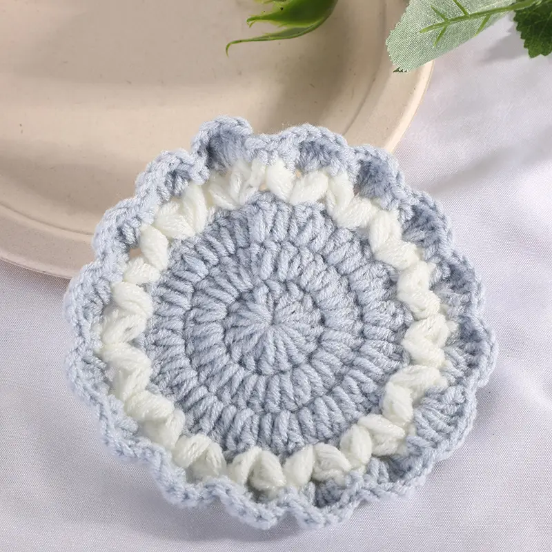 Pink Wave Lace Knitted Flower Coasters - Image 8