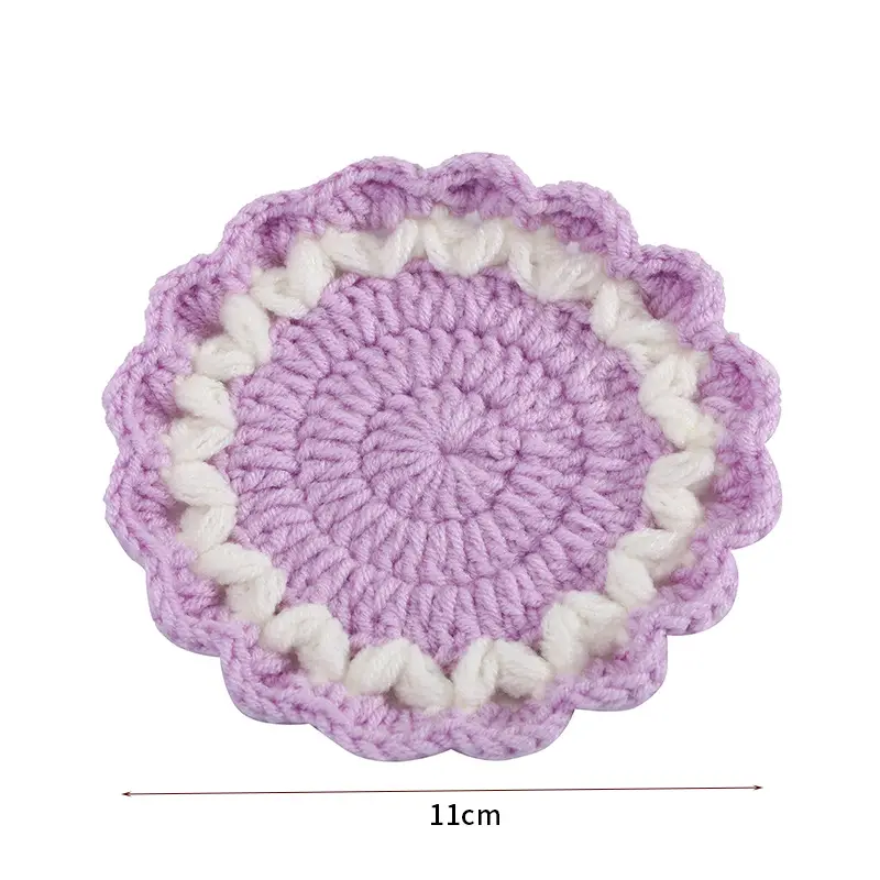 Pink Wave Lace Knitted Flower Coasters - Image 9