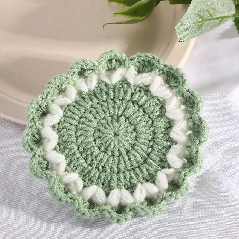 Pink Wave Lace Knitted Flower Coasters - Image 4