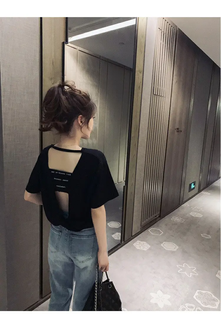 Women Backless T-Shirt Summer 2025 Harajuku Style — feature 10