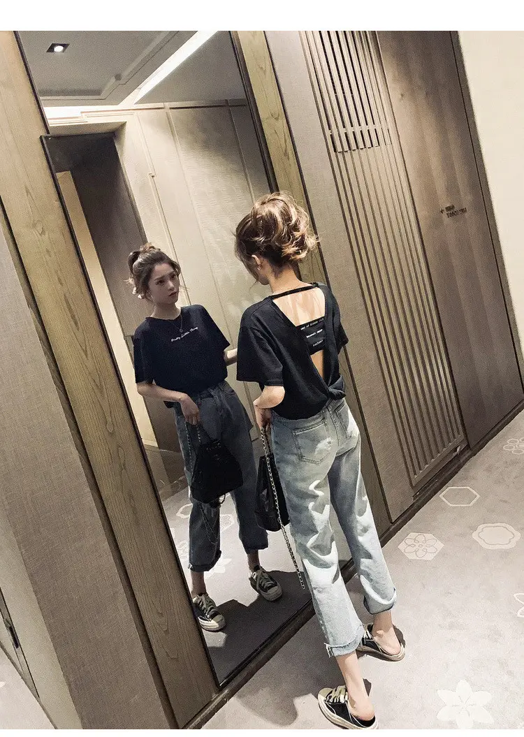 Women Backless T-Shirt Summer 2025 Harajuku Style — feature 11