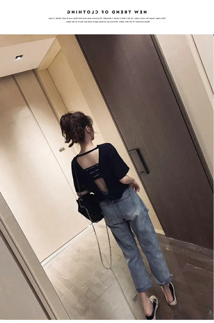 Women Backless T-Shirt Summer 2025 Harajuku Style — feature 14