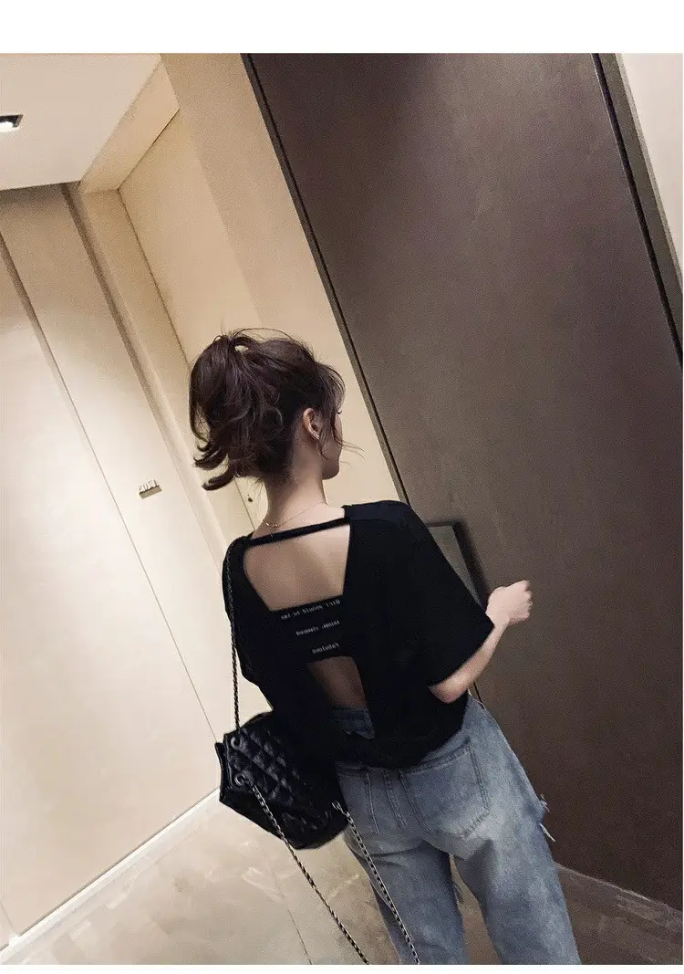 Women Backless T-Shirt Summer 2025 Harajuku Style — feature 15