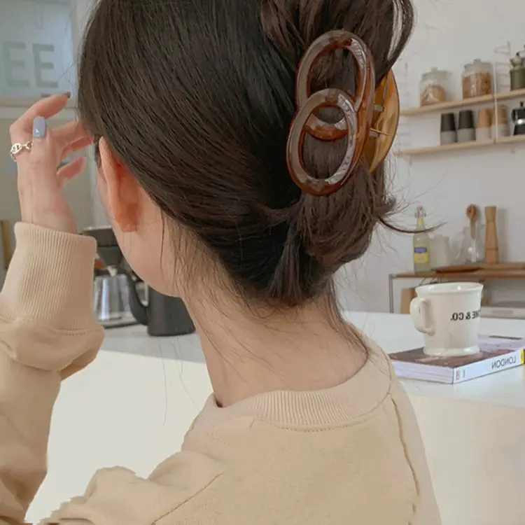 Vintage Brown Korean Style Acrylic Hair Clip Medium Size