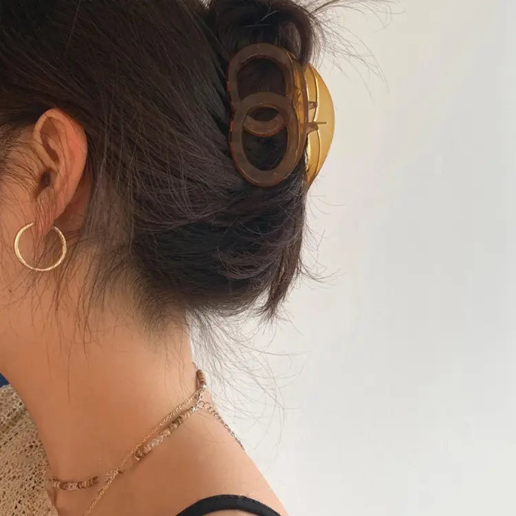 Vintage Brown Korean Style Acrylic Hair Clip Medium Size