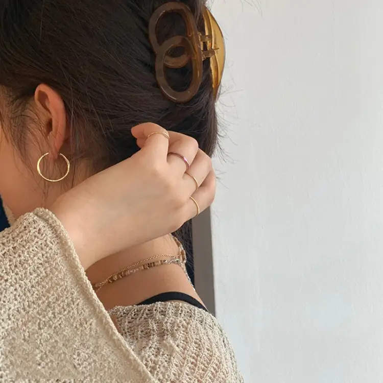 Vintage Brown Korean Style Acrylic Hair Clip Medium Size