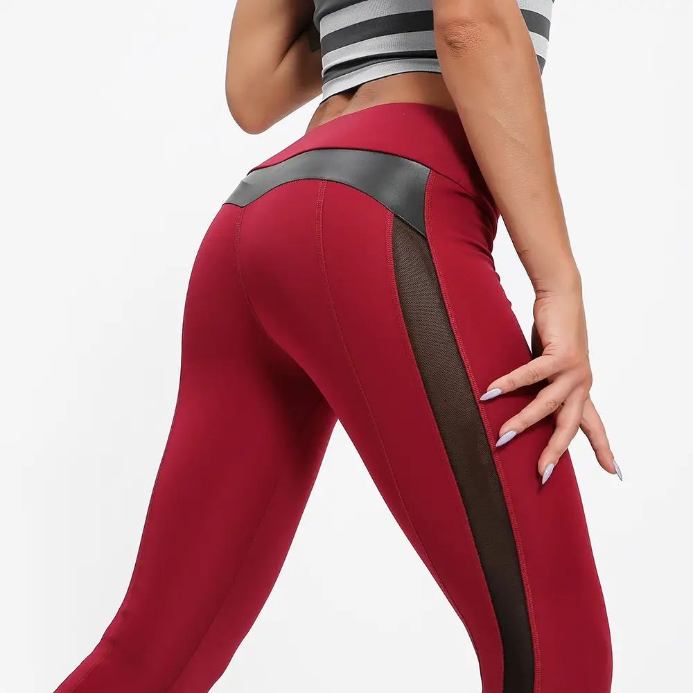 Women Cross-Border Running Fitness Pants Mesh High Waist Slim Hip Lifting Yoga Pants - Image 4