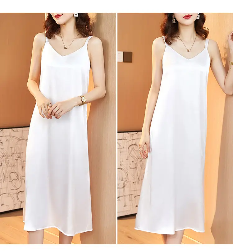 Red Satin Sling Dress Women Mid-Length Spring Summer — feature 28