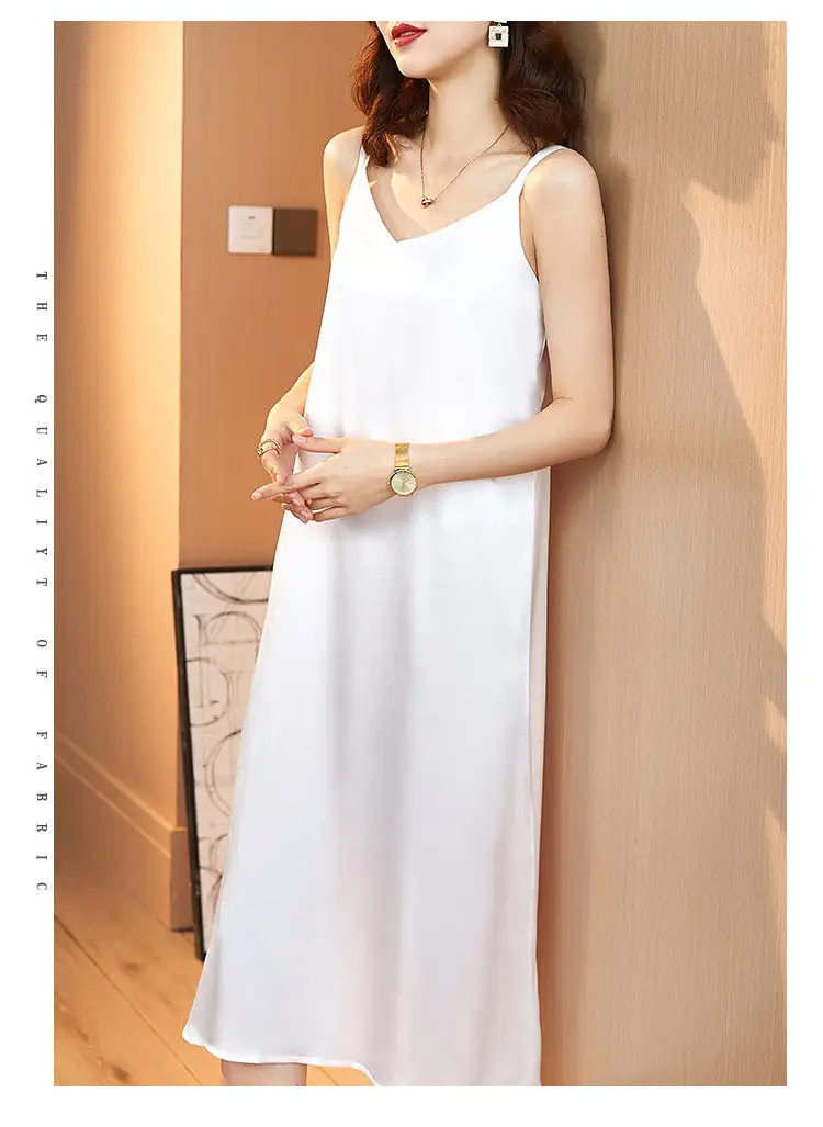 Red Satin Sling Dress Women Mid-Length Spring Summer — feature 30