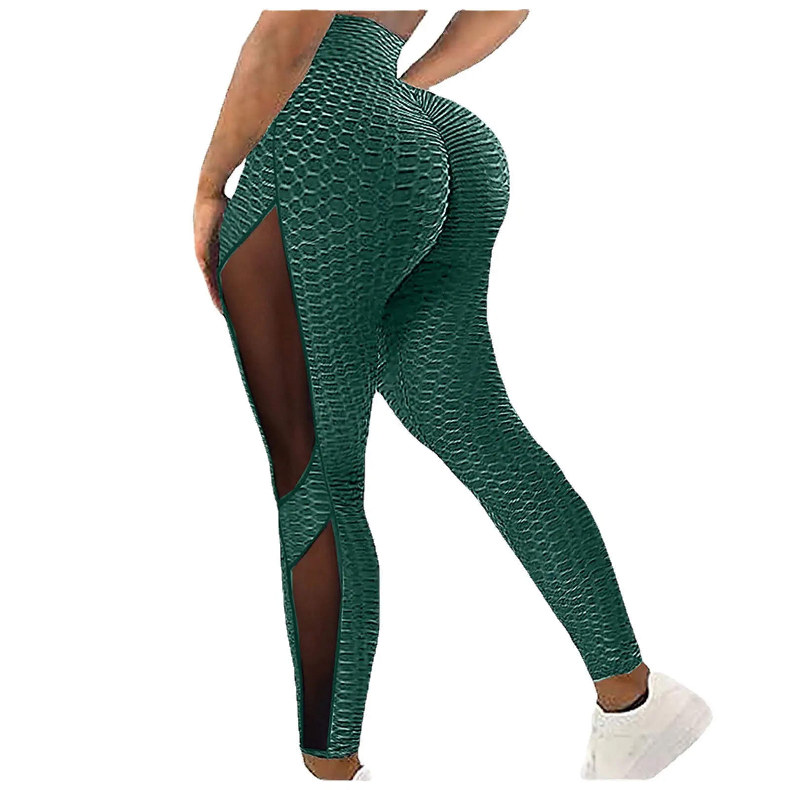 European American Jacquard Hip Stretch Yoga Pants Mesh Stitching Sports - Image 8
