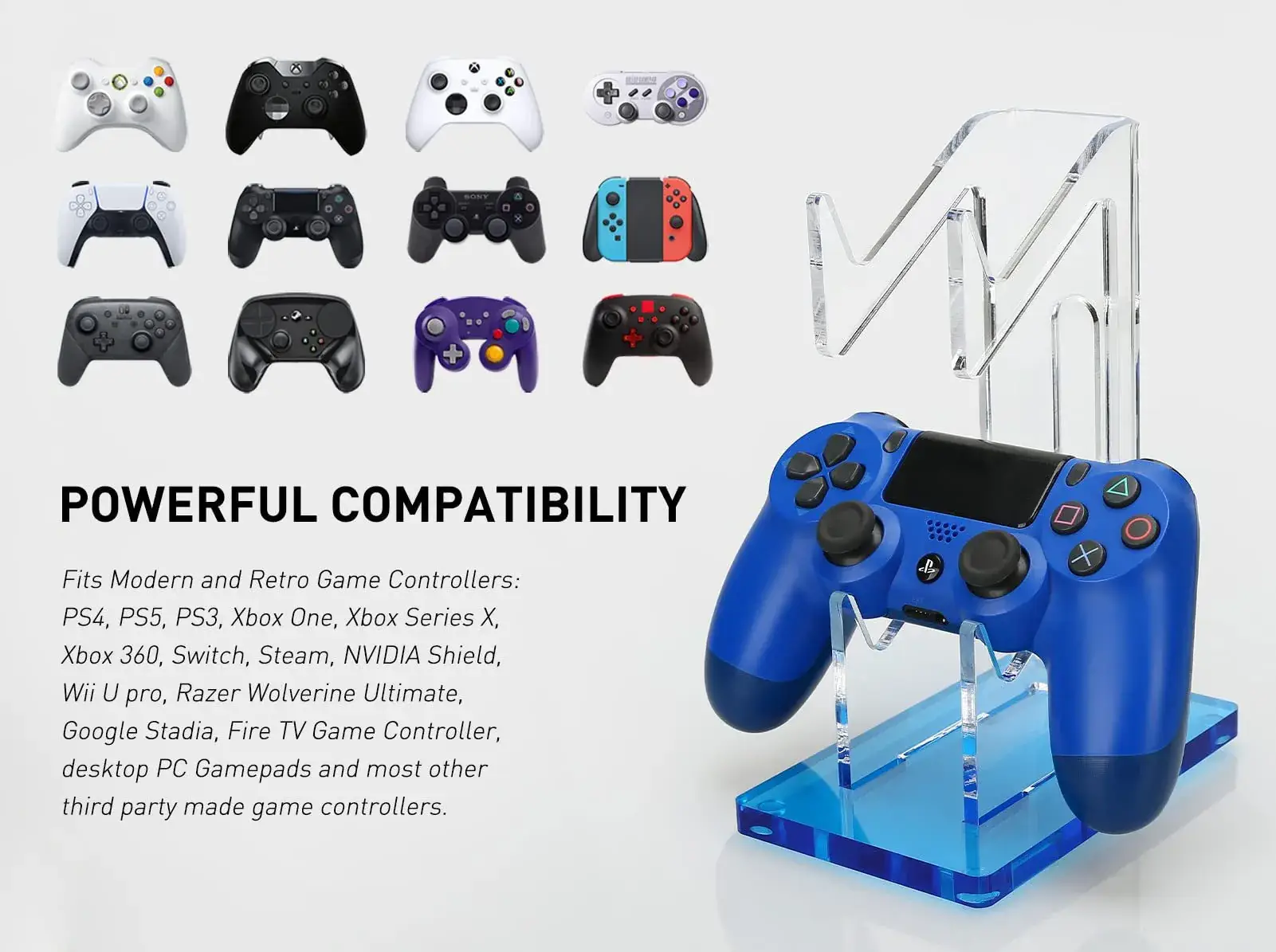 Transparent Blue PS4 Controller Stand for Gaming - Image 5