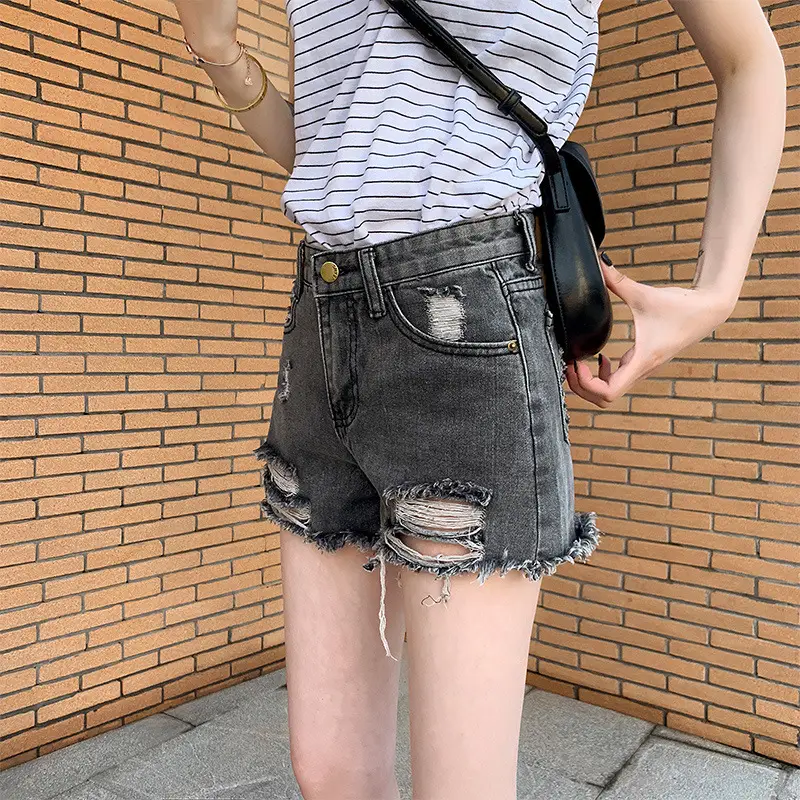 High Waist Denim Shorts Women's Hot Trendy Loose Ripped - Image 6