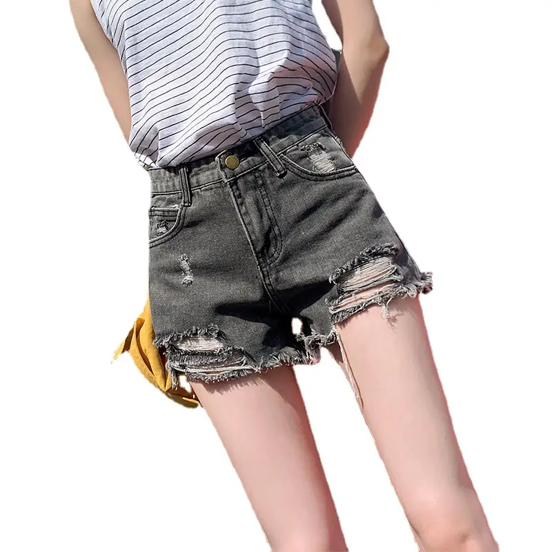 High Waist Denim Shorts Women's Hot Trendy Loose Ripped - Image 7