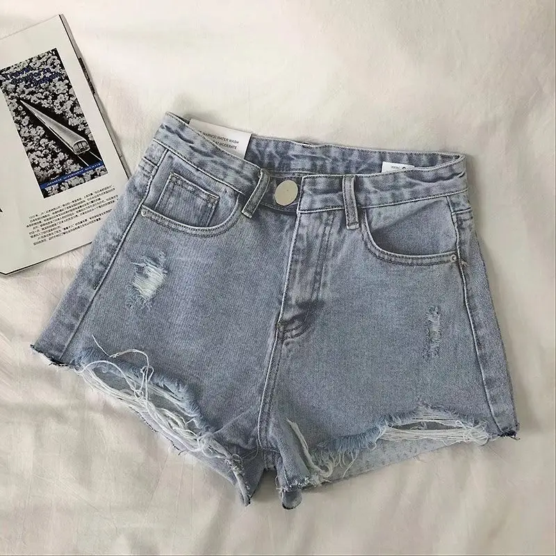 High Waist Denim Shorts Women's Hot Trendy Loose Ripped - Image 2