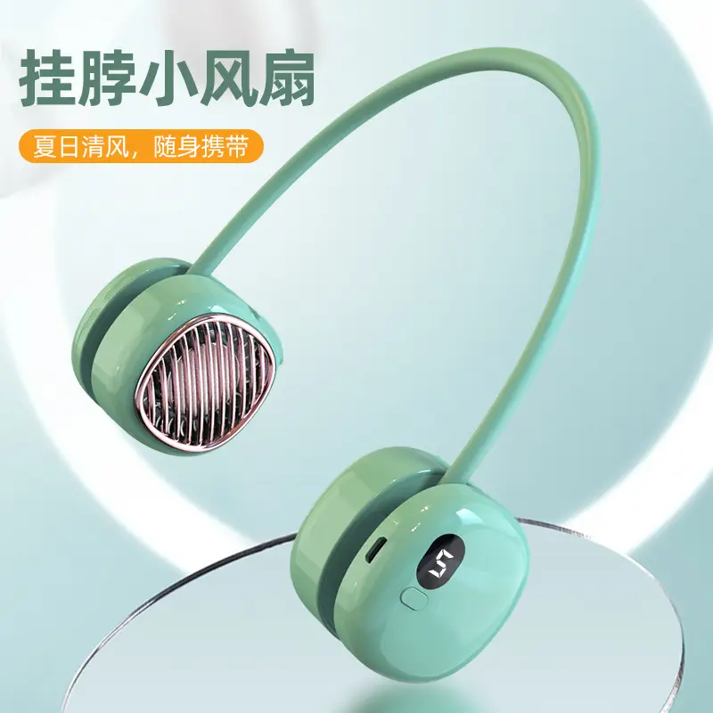 New lazy neck hanging small fan rechargeable usb leafless neck hanging fan convenient portable sports student fan