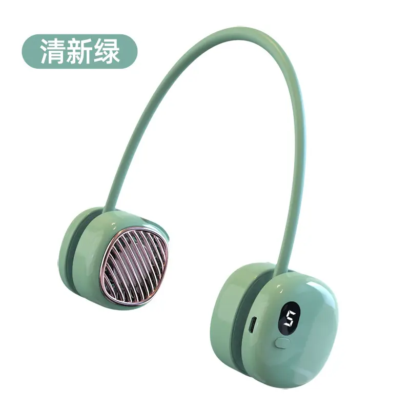 New lazy neck hanging small fan rechargeable usb leafless neck hanging fan convenient portable sports student fan