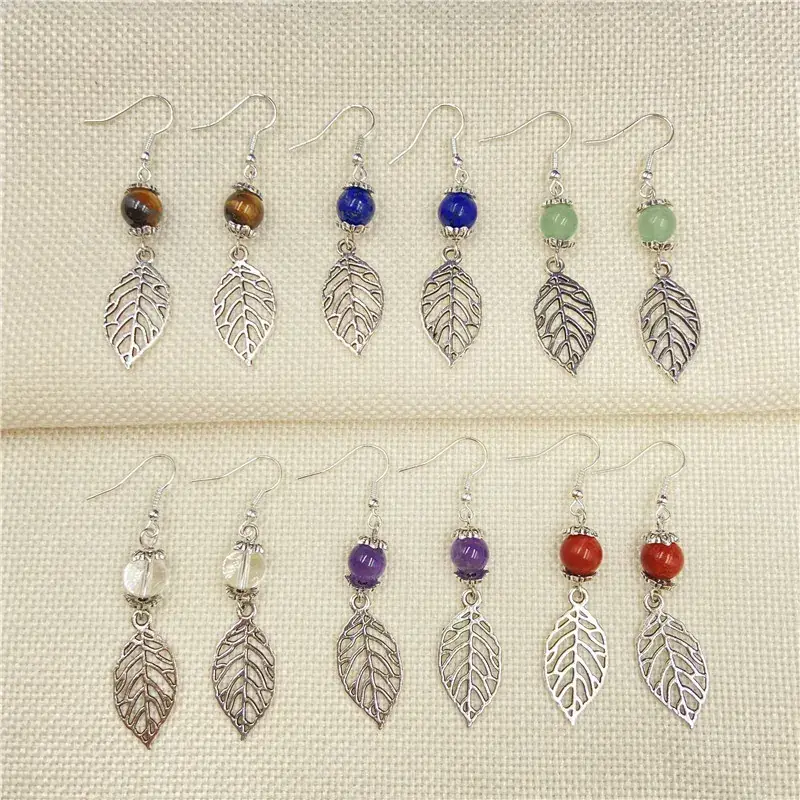 Crystal Agate Leaf Earrings Silver Handmade Lapis Lazuli - Image 10