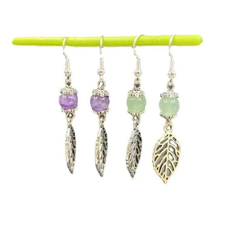Crystal Agate Leaf Earrings Silver Handmade Lapis Lazuli - Image 13