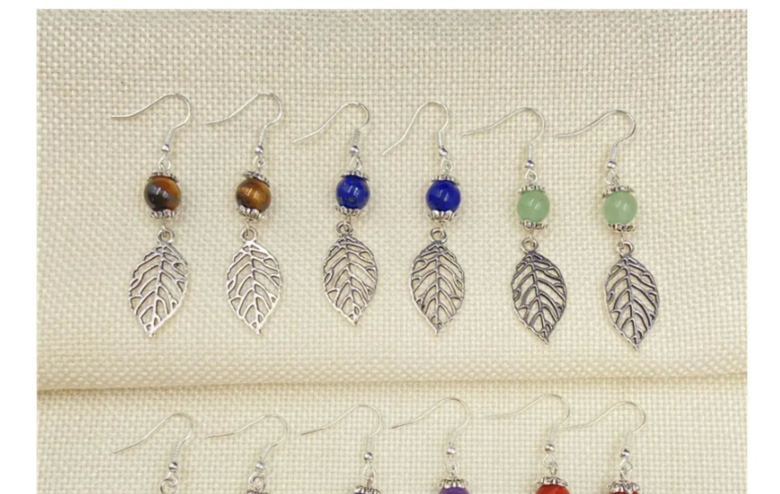 Crystal Agate Leaf Earrings Silver Handmade Lapis Lazuli — feature 12