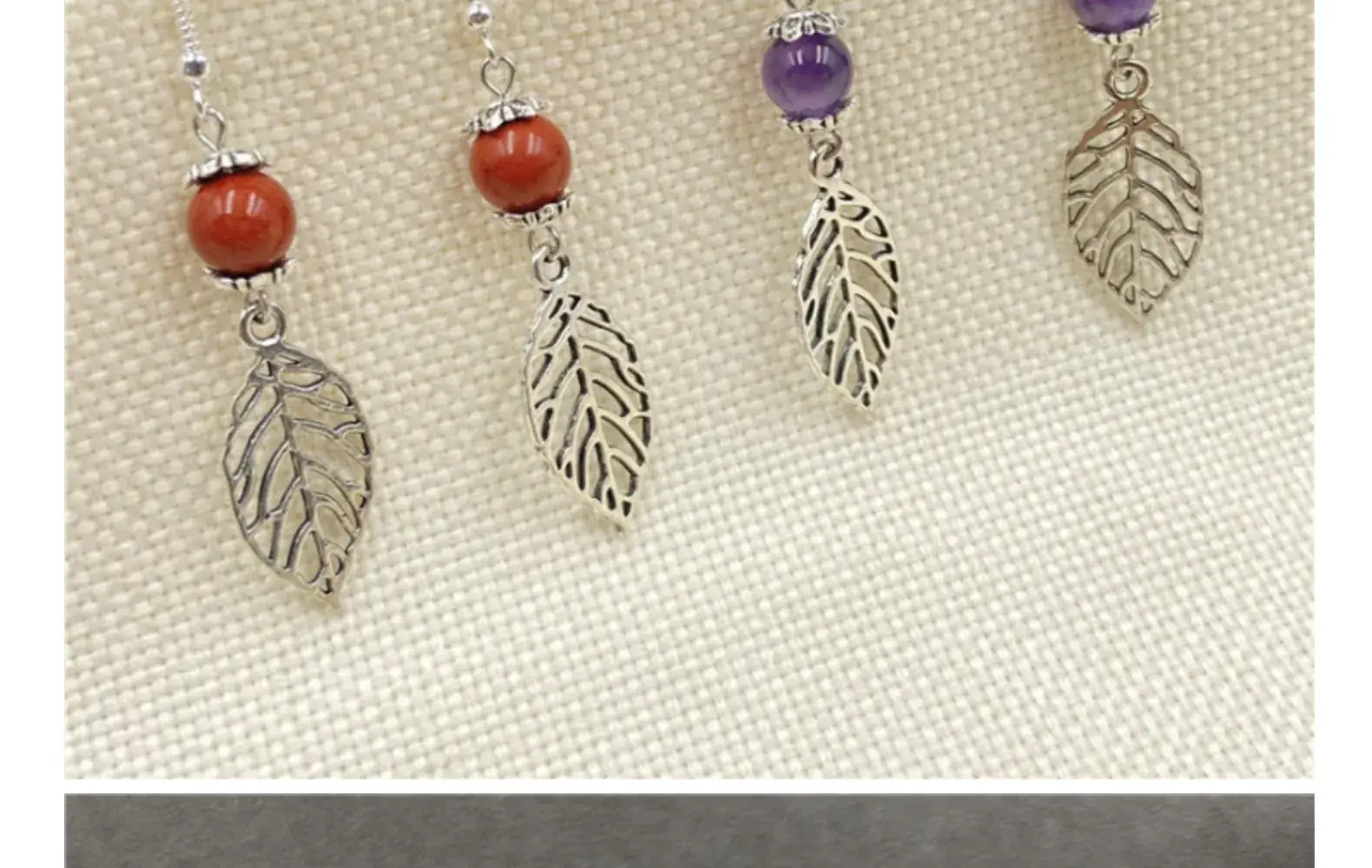 Crystal Agate Leaf Earrings Silver Handmade Lapis Lazuli — feature 14