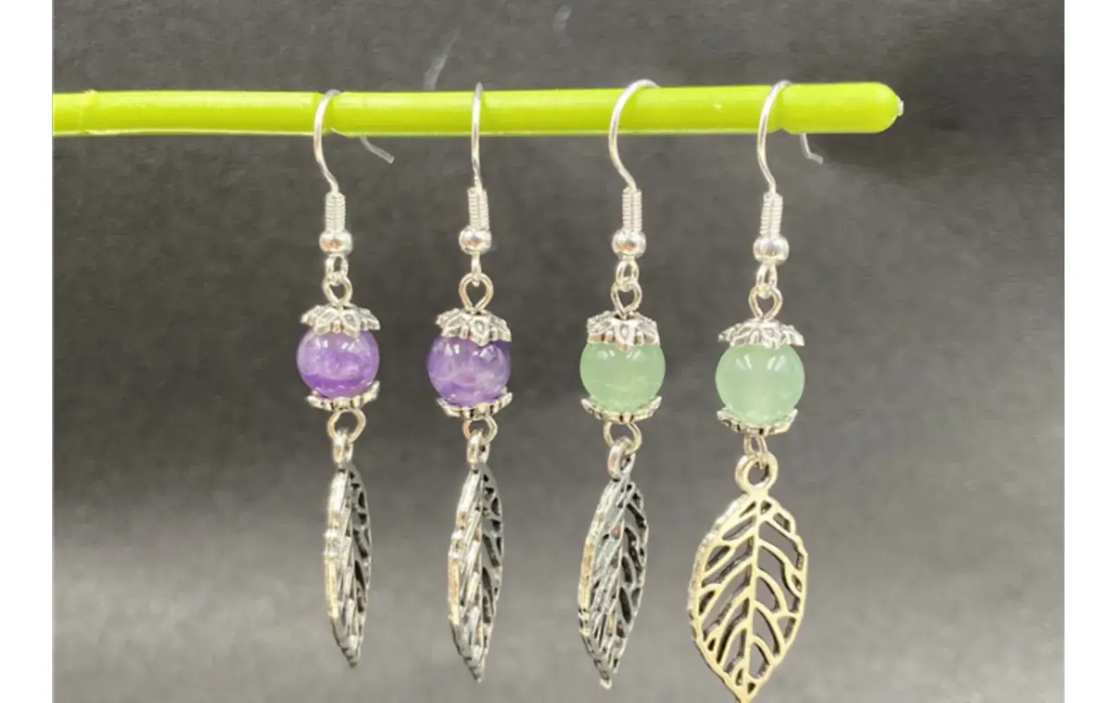 Crystal Agate Leaf Earrings Silver Handmade Lapis Lazuli — feature 15