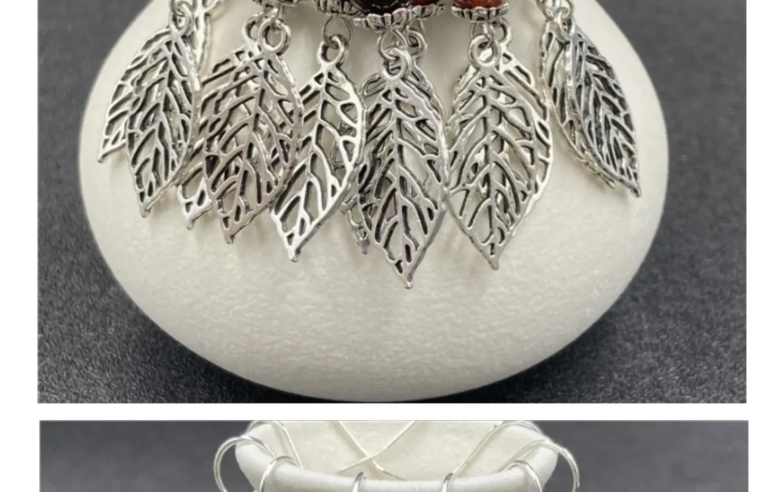 Crystal Agate Leaf Earrings Silver Handmade Lapis Lazuli — feature 17