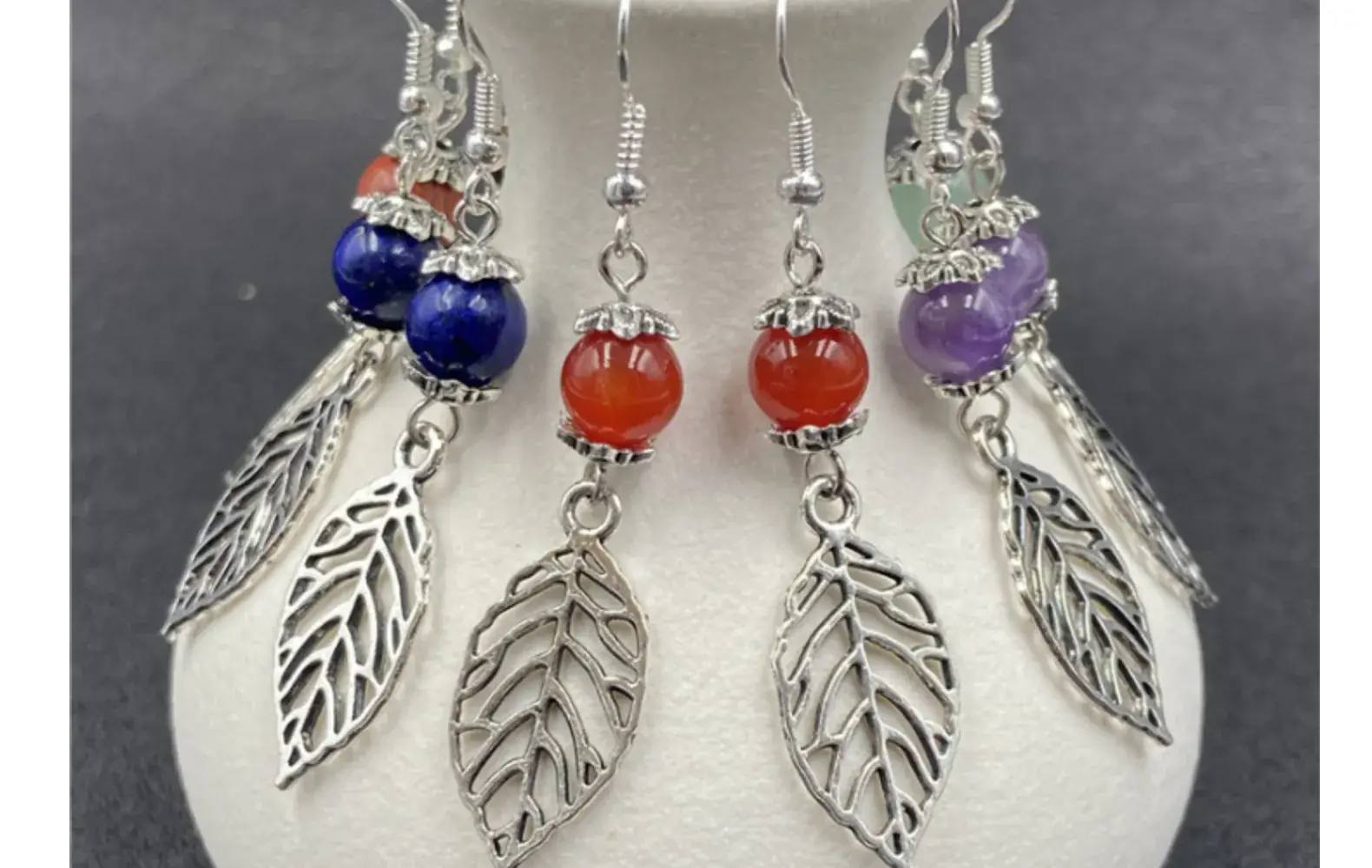 Crystal Agate Leaf Earrings Silver Handmade Lapis Lazuli — feature 18