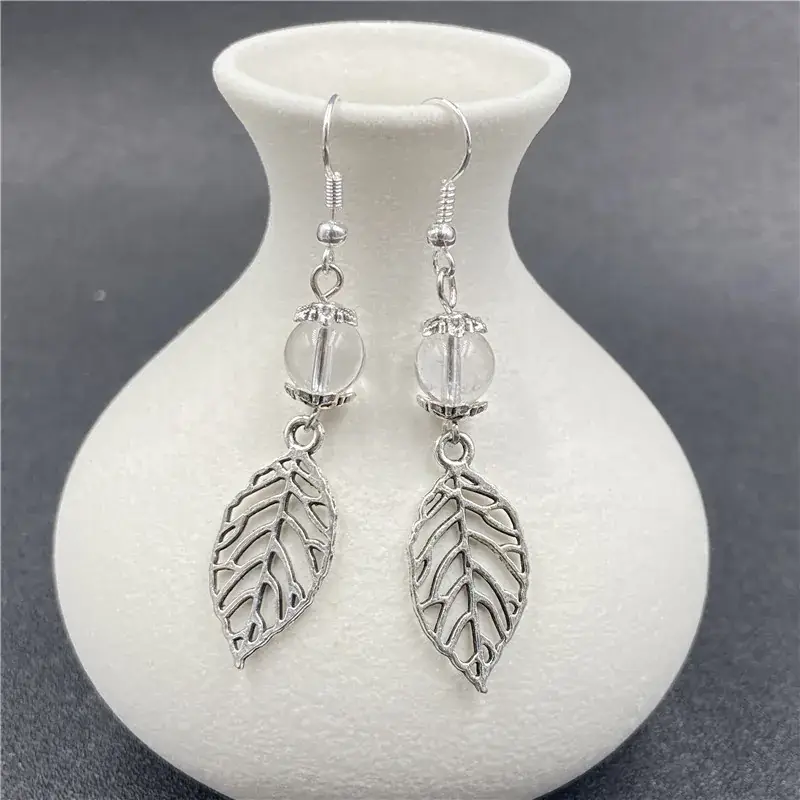 Crystal Agate Leaf Earrings Silver Handmade Lapis Lazuli - Image 7