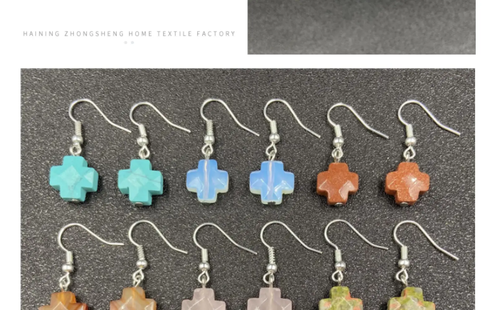 Natural Stone Crystal Agate Cross Earrings European American — feature 12