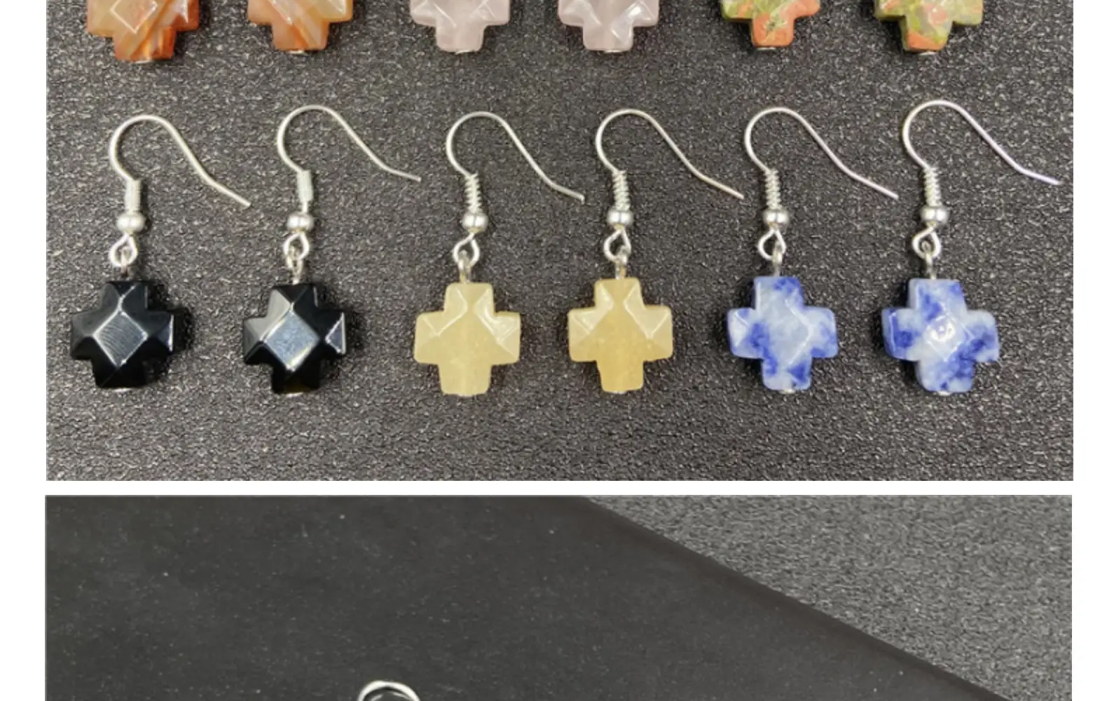 Natural Stone Crystal Agate Cross Earrings European American — feature 13