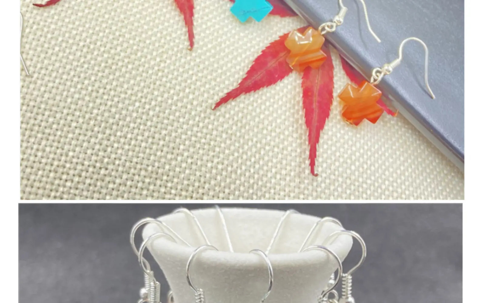 Natural Stone Crystal Agate Cross Earrings European American — feature 16