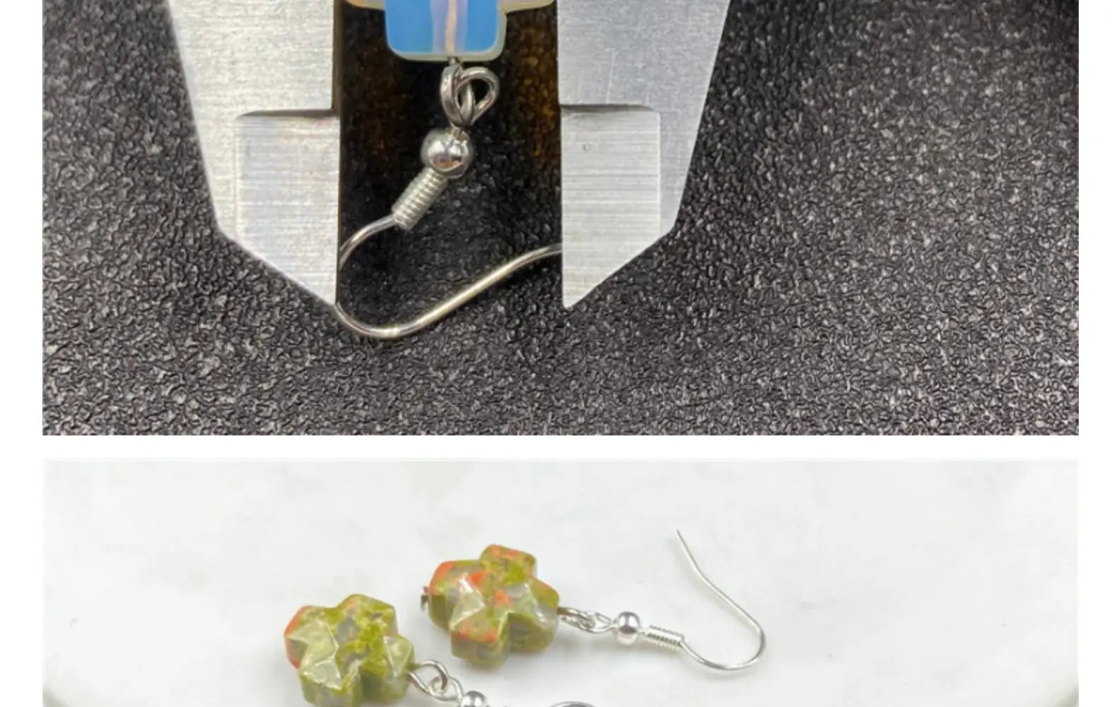 Natural Stone Crystal Agate Cross Earrings European American — feature 19