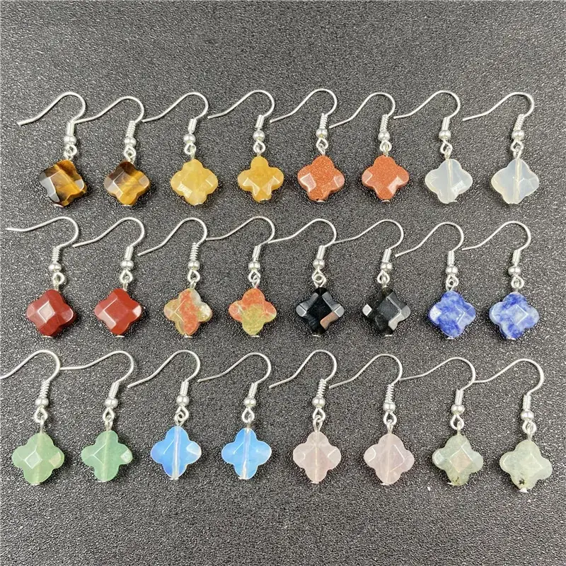 Pink Four-leaf Crystal Earrings for Women - Image 18