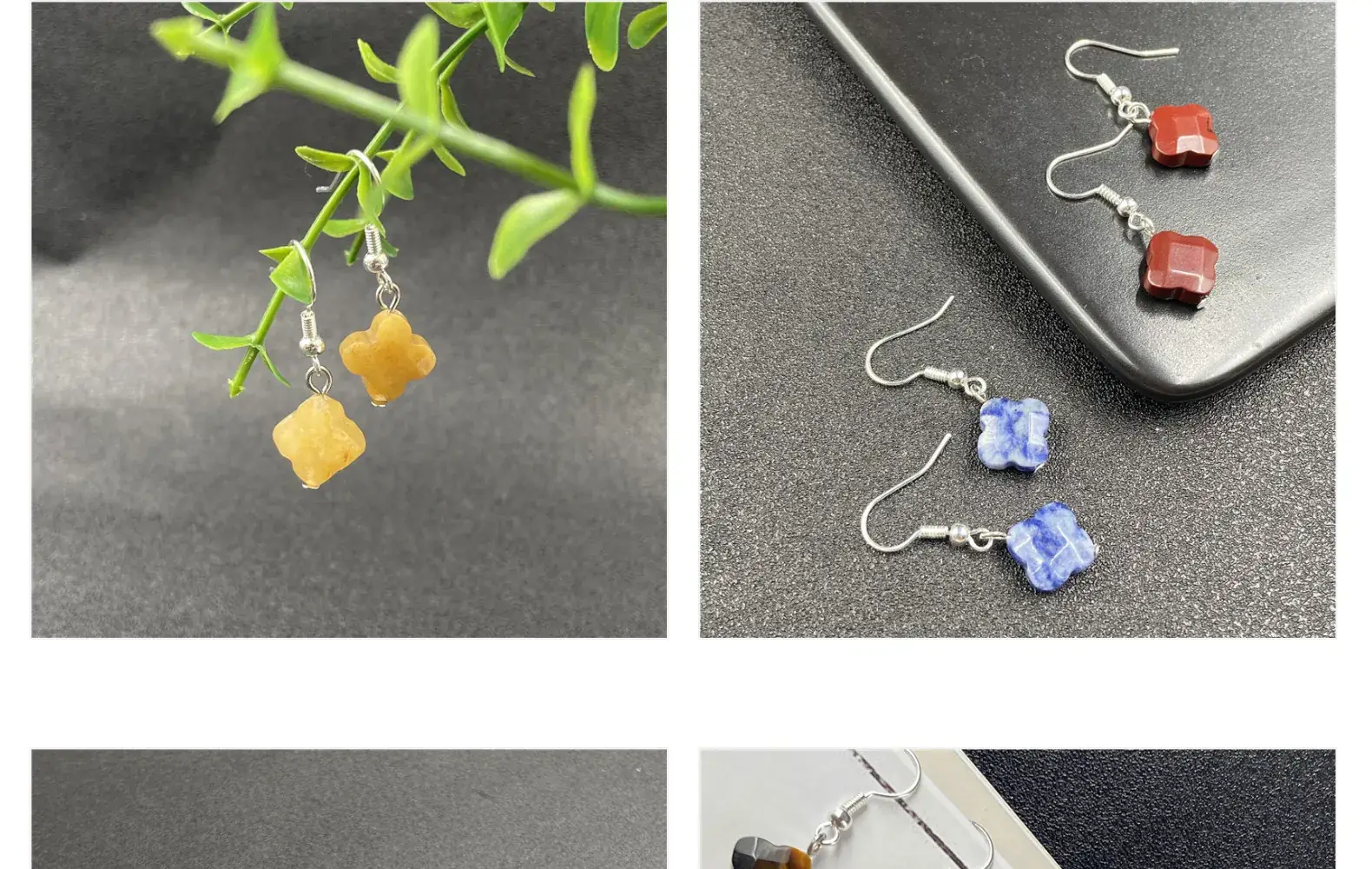 Pink Four-leaf Crystal Earrings for Women — feature 14