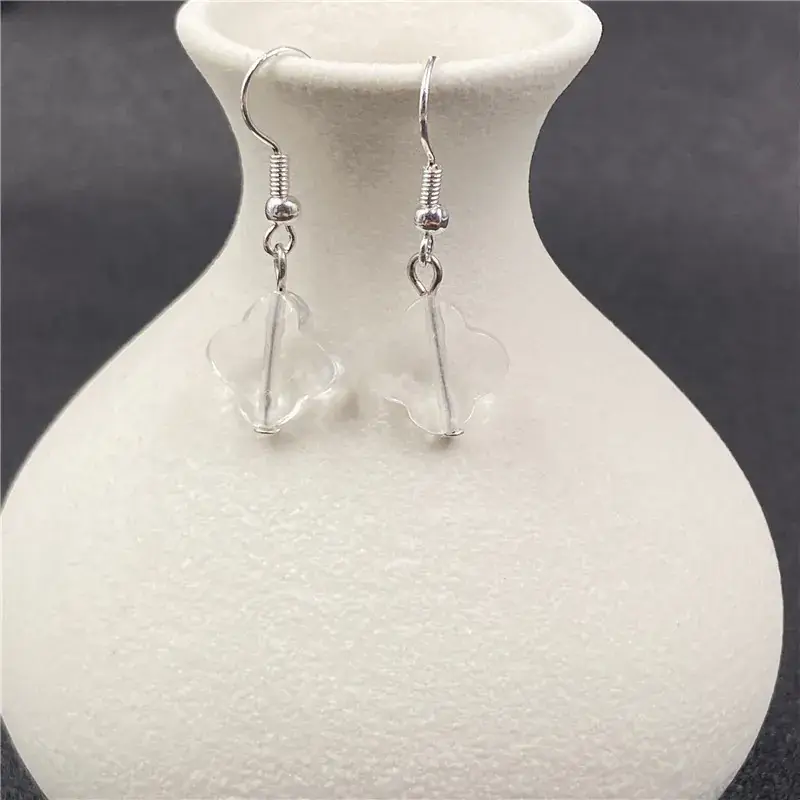 Pink Four-leaf Crystal Earrings for Women - Image 10